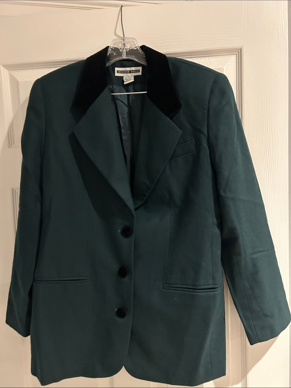 Jennifer Moore Deep Green Blazer with Black Velvet Collar